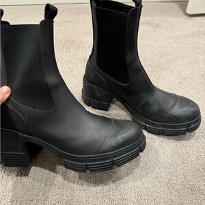 Ganni Black Heeled Chelsea Boots